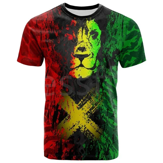Tessffel Jamaica Lion Emblem Summer New Fashion 3D Print Tops Tee Tshirt Men Women Short Sleeve T shirt Streetwear Style-4