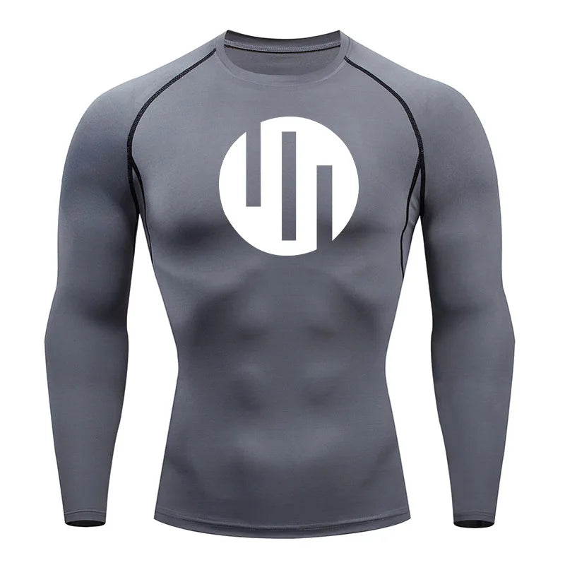New Gym Short Sleeve Running T-Shirt Men's Compression Long Sleeve Shirt Sun Protection Quick Drying Sports Top Black Sportswear