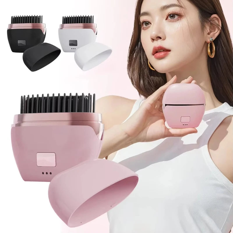 Mini Hair Straightener,Rechargeable Wireless Portable Hair Straightener Brush Anti Scald Shell Lightweigh for Travel Gift