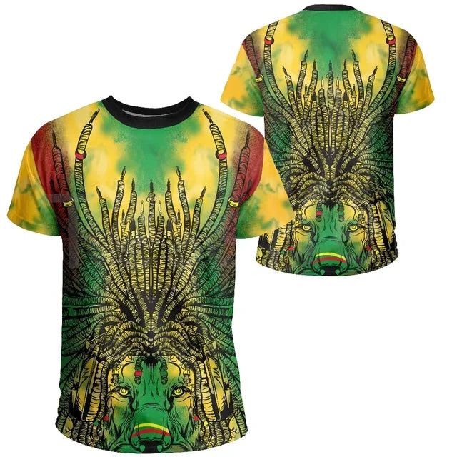 Tessffel Jamaica Lion Emblem Summer New Fashion 3D Print Tops Tee Tshirt Men Women Short Sleeve T shirt Streetwear Style-4