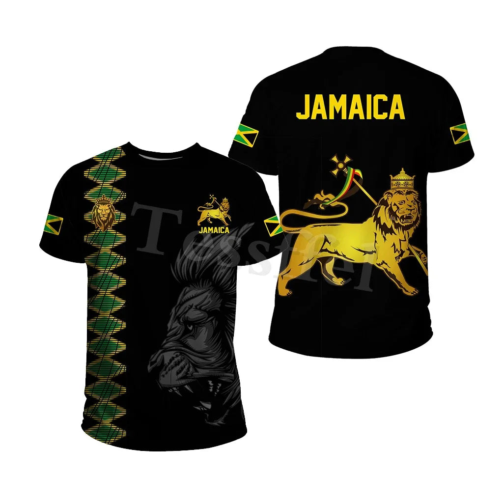 Tessffel Jamaica Lion Emblem Summer New Fashion 3D Print Tops Tee Tshirt Men Women Short Sleeve T shirt Streetwear Style-4