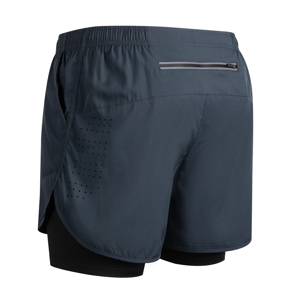New men's running double-layer shorts quick-drying fitness 2-in-1 shorts men's sports workout training bodybuilding shorts male