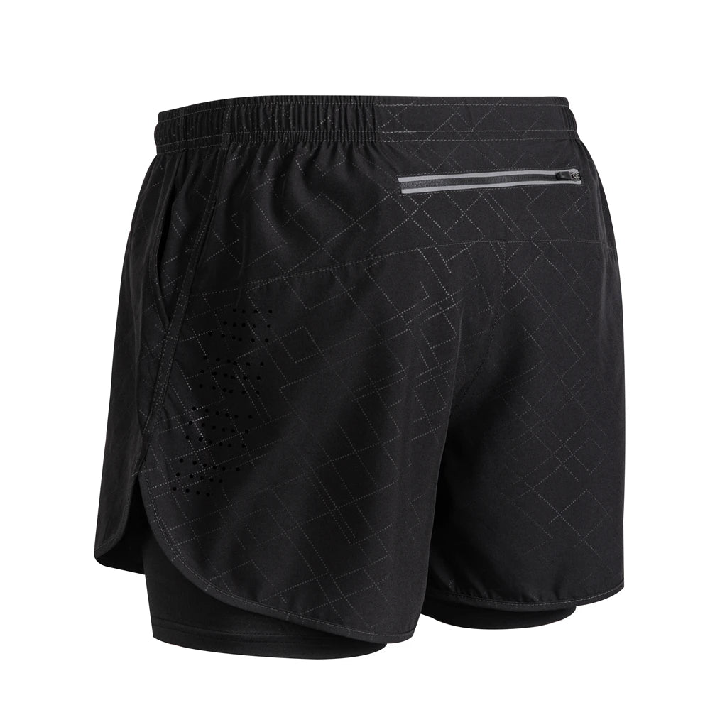 New men's running double-layer shorts quick-drying fitness 2-in-1 shorts men's sports workout training bodybuilding shorts male