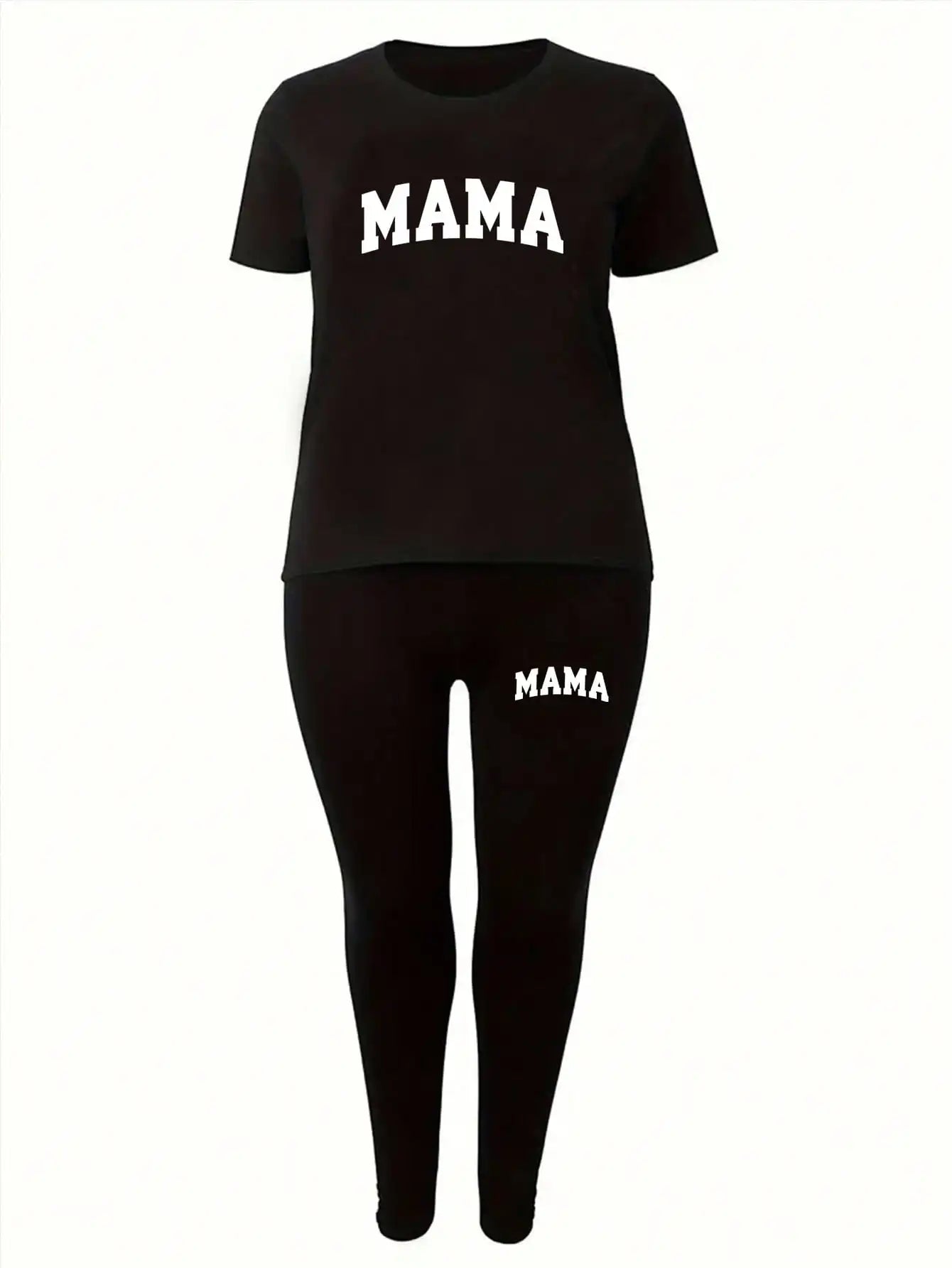 2026 Women's New Casual Spring/Summer Two Piece Set Round Neck Letter Printed Short Sleeve T-shirt and Letter Printed Pants Set
