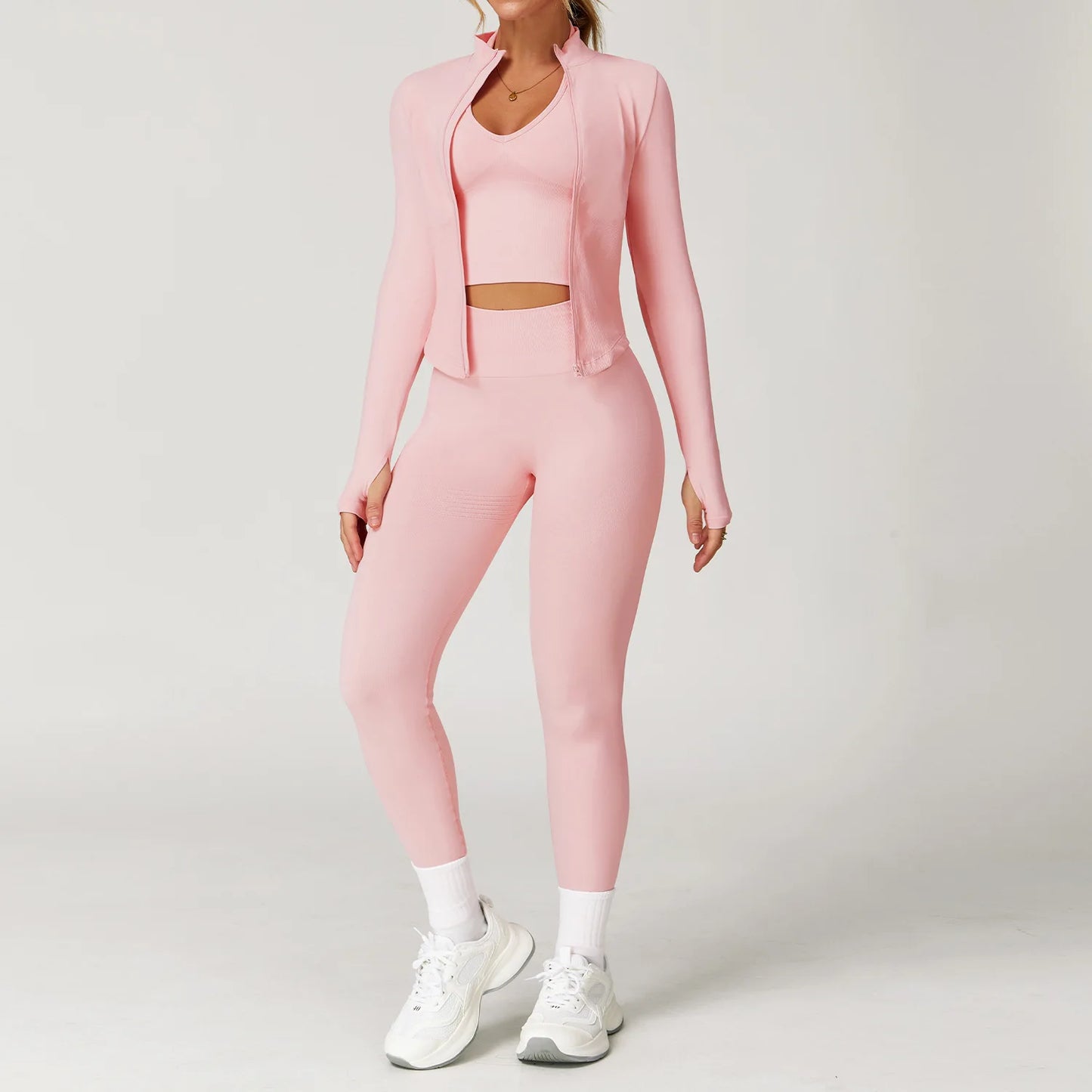 2/3/4PCS Yoga Set Gym Clothes Sportswear Seamless Yoga Suits For Women Fitness Long Sleeved Tracksuits Sports Bra Gym Leggings