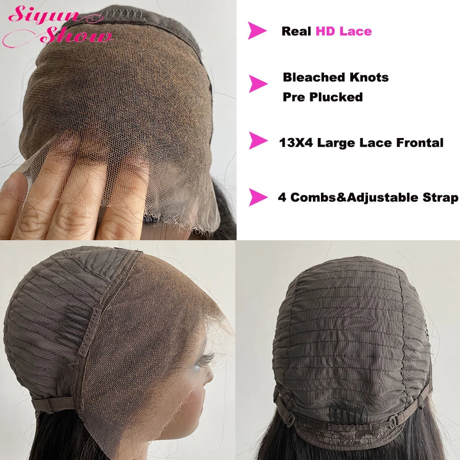 Bone Straight HD Lace Frontal Wig Raw Vietnamese Hair Double Drawn Short Bob Human Hair Wigs For Women Pre Plucked Ombre Brown