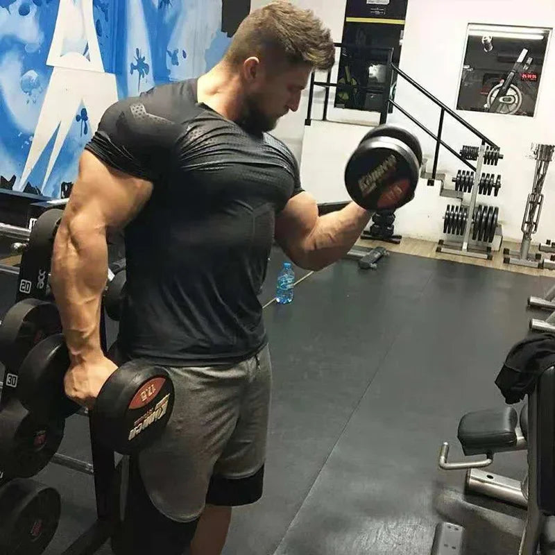 2026 Men Running Sports T-shirt Training Quick Dry Tight Short Sleeves Shirt Bodybuilding compress Fitness Tee Tops men Clothing