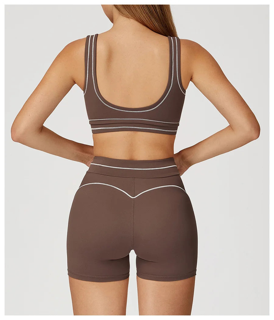 Women Yoga Set Tracksuit Sportswear Workout Athletic Wear Gym Vest Shorts Legging Fitness Bra Crop Top Long Sleeve Sports Suits