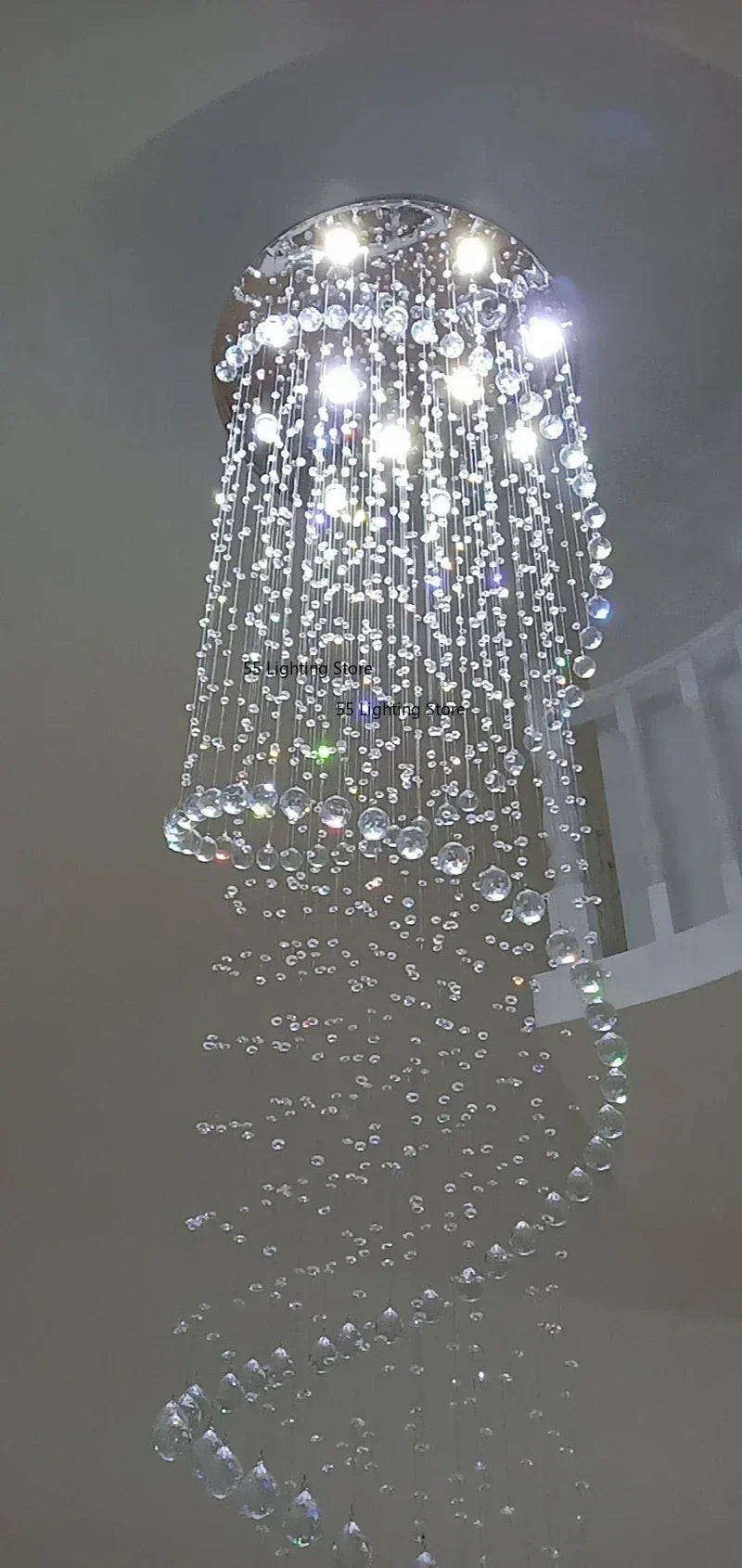 Modern Large K9 Crystal LED Chandeliers for Spiral Living Room Staircase Lamp Showcase Bedroom Kitchen Pendant Light Fixture