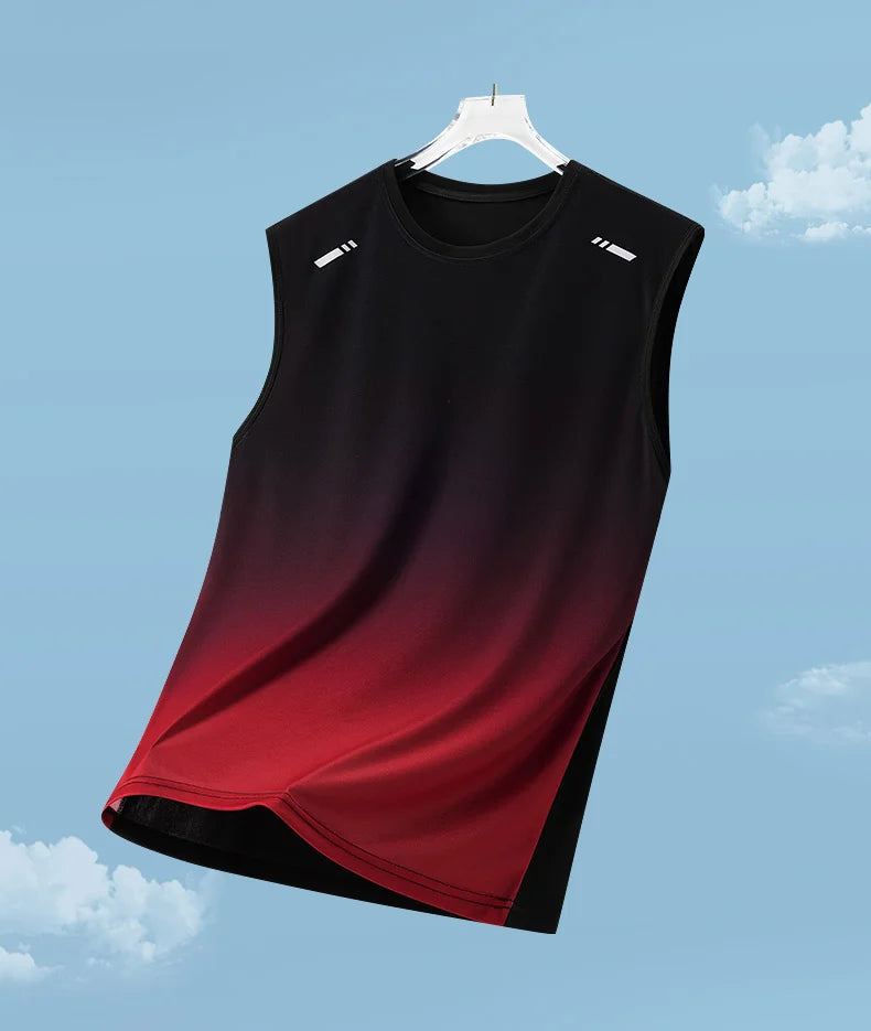 Summer Running Vest Men Contrasting Reflective Jogging Sports Sleeveless Coat Outdoor Breathable Elasticity Fitness Sportswear