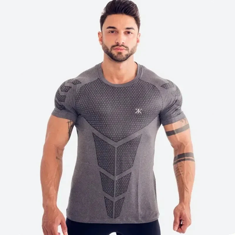 2026 Men Running Sports T-shirt Training Quick Dry Tight Short Sleeves Shirt Bodybuilding compress Fitness Tee Tops men Clothing
