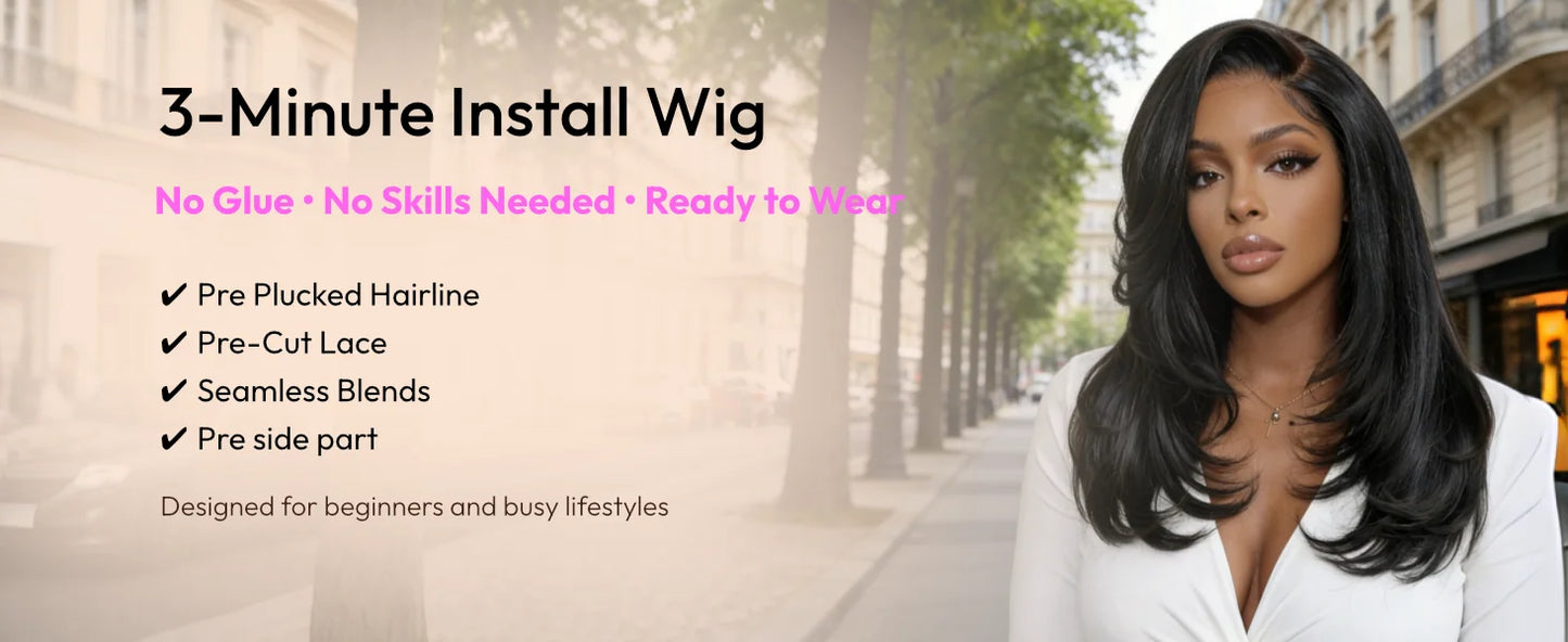 UNice Bye-Bye Knots™ 7x5 Lace Pre Layered Side Part Yaki Straight Wig Human Hair Glueless Wig Short Bob Wigs 150% Density