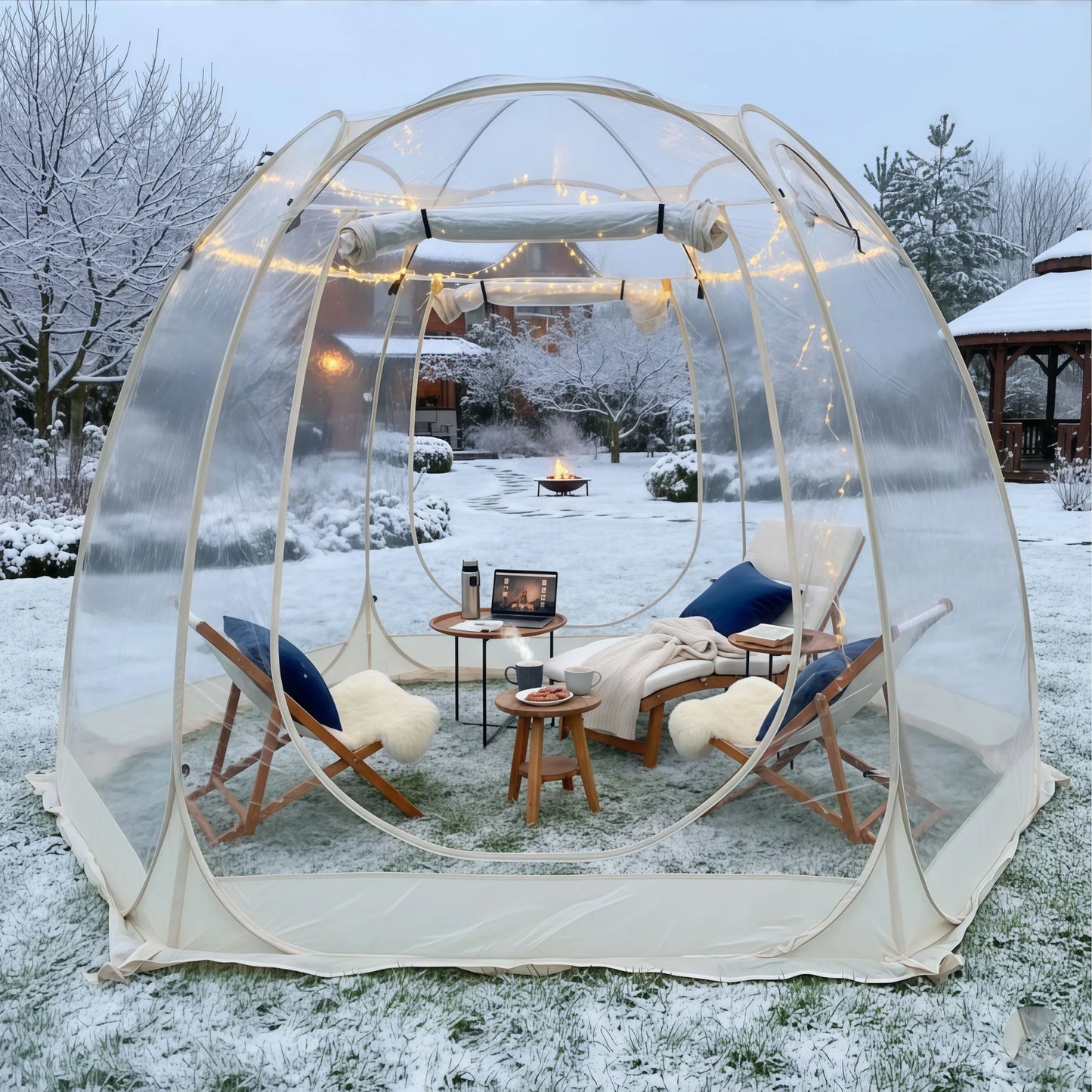 Large Quick-Set Bubble Tent Portable Outdoor Igloo Extreme Cold Resistant Winter Shelter for Camping And Backyard Use