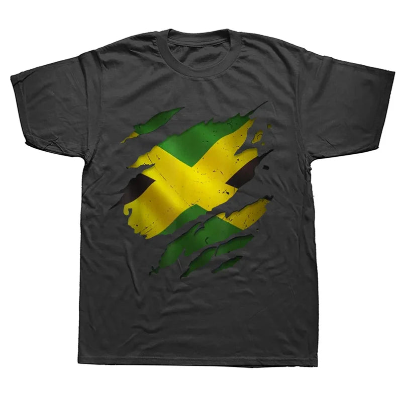 3D Printed Jamaican Black Girls T Shirt For Men Jamaica Flag Pattern T-Shirts Summer Oversized Women Tee Shirts Round Neck Tops