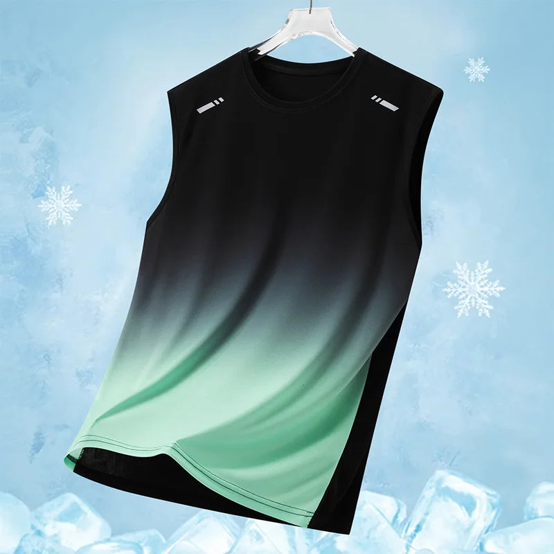 Summer Running Vest Men Contrasting Reflective Jogging Sports Sleeveless Coat Outdoor Breathable Elasticity Fitness Sportswear