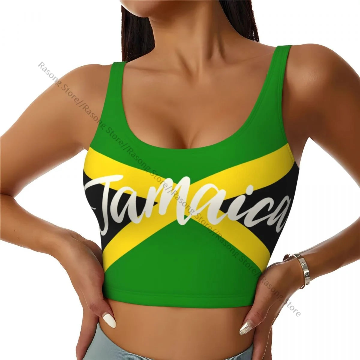 Sports Bra Women Running Yoga Clothes Vest Jamaica Flag Gathering Fitness Vest