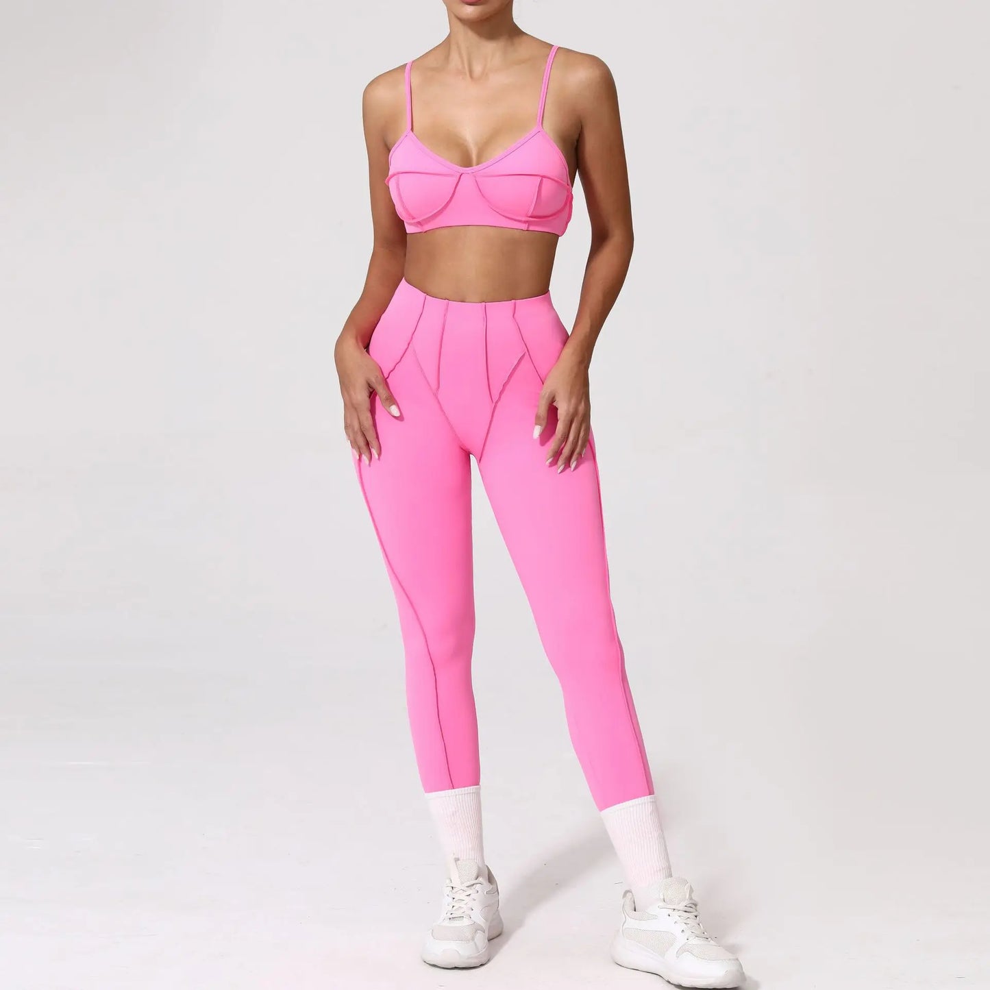 Seamless Yoga Sets Sports Fitness Hip-lifting High Waist Skinny Long-sleeved Suit Running Workout Gym Leggings Sets for Women