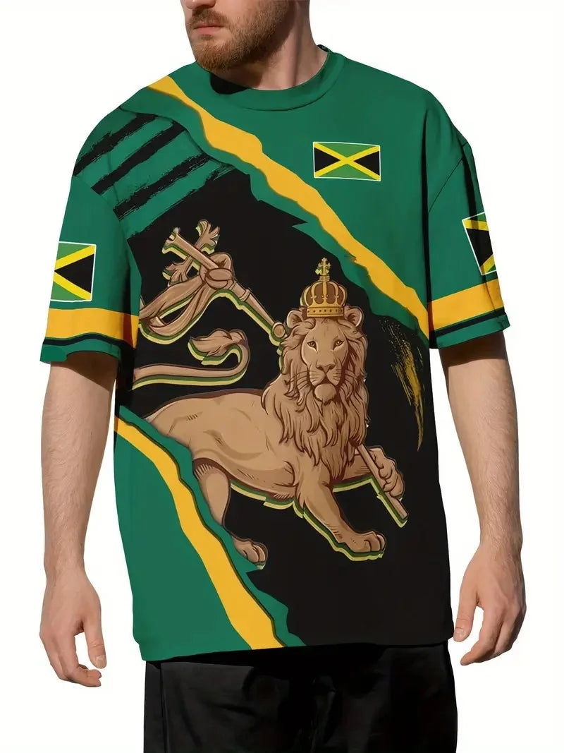 3D Print Jamaica Hummingbird Graphic T-Shirt For Men Casual Short Sleeve Crew Neck Tshirts Men's Plus Size  Jamaica Flag Tshirt