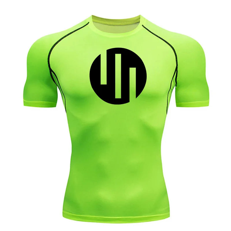 New Gym Short Sleeve Running T-Shirt Men's Compression Long Sleeve Shirt Sun Protection Quick Drying Sports Top Black Sportswear