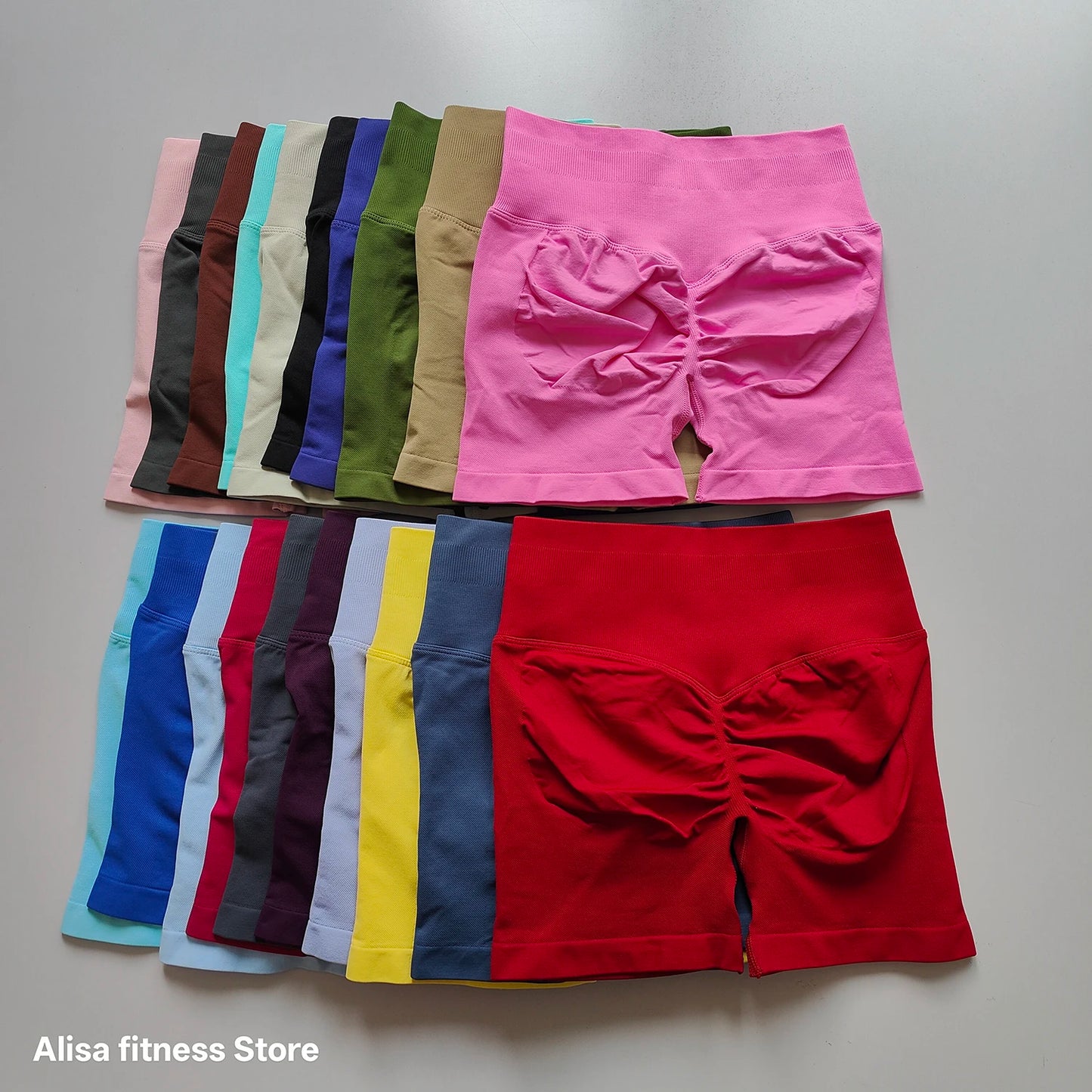Summer High Waisted Yoga Shorts Tummy Control Seamless Fitness Shorts Sexy Running Fitness Short Pants Solid Color Yoga Leggings