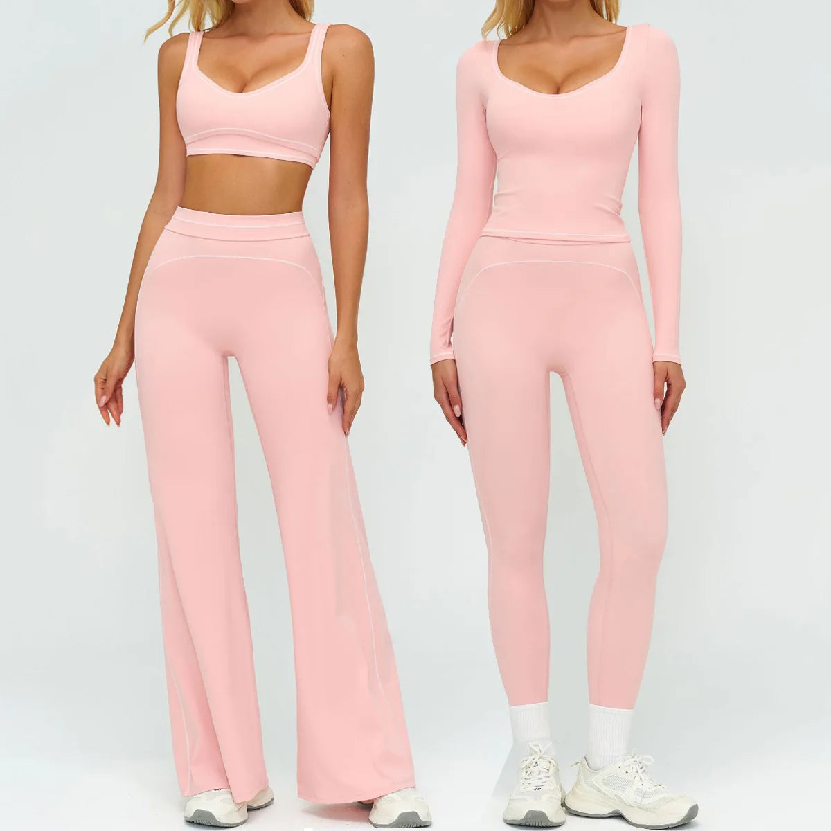Women Yoga Set Tracksuit Sportswear Workout Athletic Wear Gym Vest Shorts Legging Fitness Bra Crop Top Long Sleeve Sports Suits