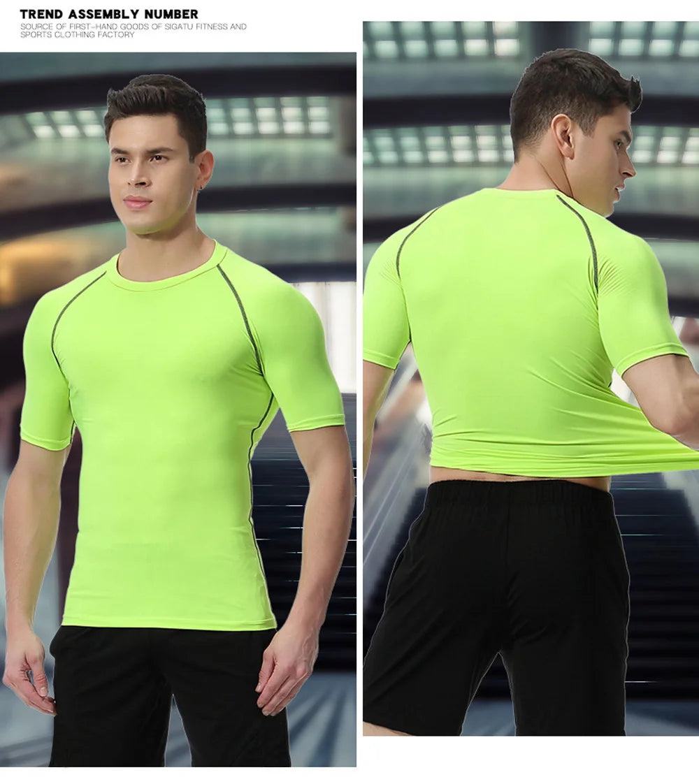 New Compression Shirt Men Rashguard Fitness Short Sleeve Running Shirt Man Gym T Shirt Sportswear Tights T Shirt Men