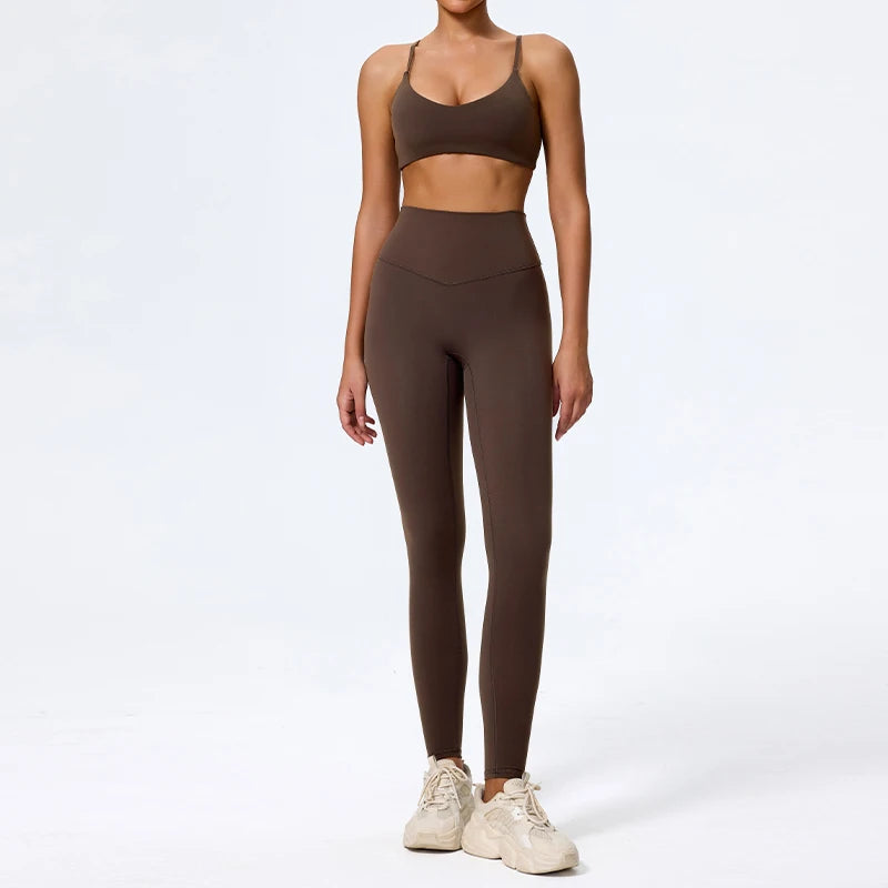 Ctenkevet Summer Women 2Pcs Sleeveless Sports Set Female Gym Two-piece Yoga Set High Waist Breathable legging Sportswear Women