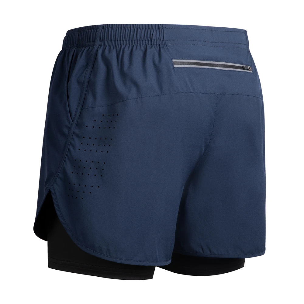 New men's running double-layer shorts quick-drying fitness 2-in-1 shorts men's sports workout training bodybuilding shorts male