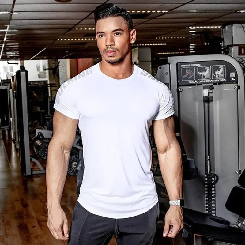 2026 Men Running Sports T-shirt Training Quick Dry Tight Short Sleeves Shirt Bodybuilding compress Fitness Tee Tops men Clothing