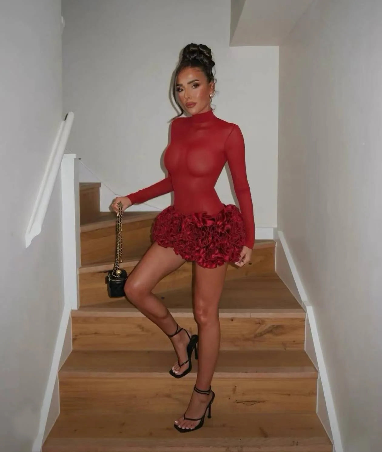 Sexy Sleeveless Strapless Fish Bone Tube Top 3D Flowers Mini Skirt 2 Piece Set Women Summer Elegant Birthday Party Evening Suit