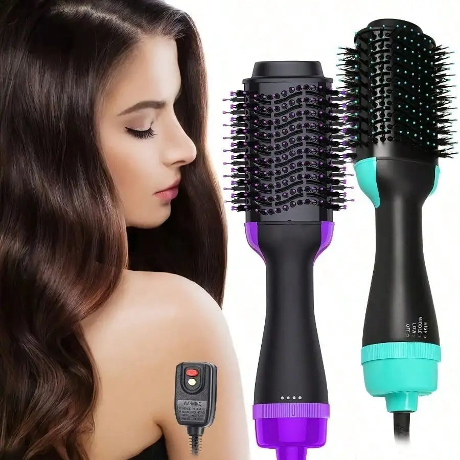 4-in-1 Hot Air Brush & Hair Dryer Set | Combines Curling, Straightening, Drying, and Styling (Includes Rotating Ceramic Brush) |