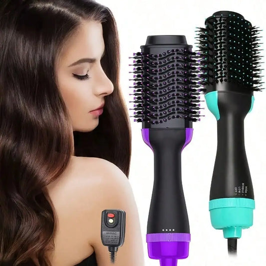 4-in-1 Hot Air Brush & Hair Dryer Set | Combines Curling, Straightening, Drying, and Styling (Includes Rotating Ceramic Brush) |