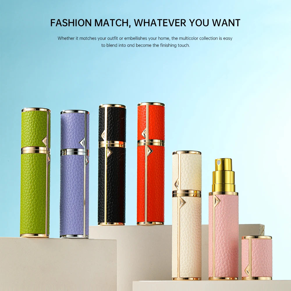 Louischanzl 8ml Magnet Leather refill Perfume Atomizer Bottle Portable Spray Mini Perfume Atomizer for Travel Cologne Dispenser
