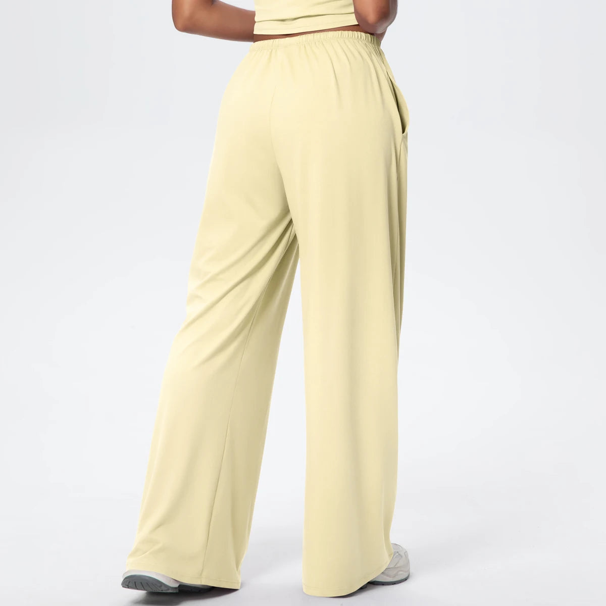 Women Quick Drying Wide Leg Yoga Pants Loose Yoga Pants High Waist With Pockets Fitness Sport Gym Workout Drawstring Full Length