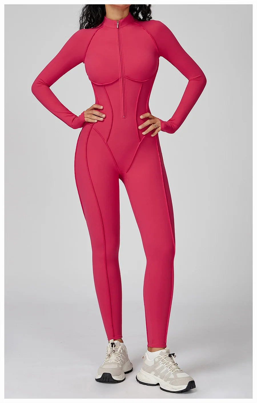 New Autumn/Winter Women One-piece Seamless Yoga Jumpsuits leggings Long-sleeved Zipper Slim Fit Sports Fitness Outfit Tracksuits
