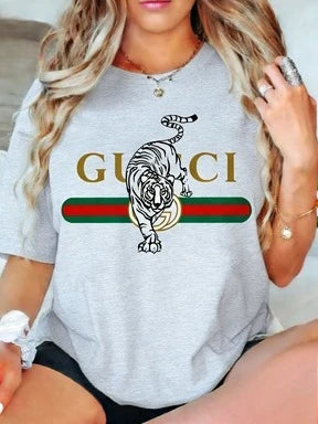 2026 New Letter Printing Short-sleeved Women T-shirt Trendy Temperament Casual Versatile Short-sleeved Clothing Heavy