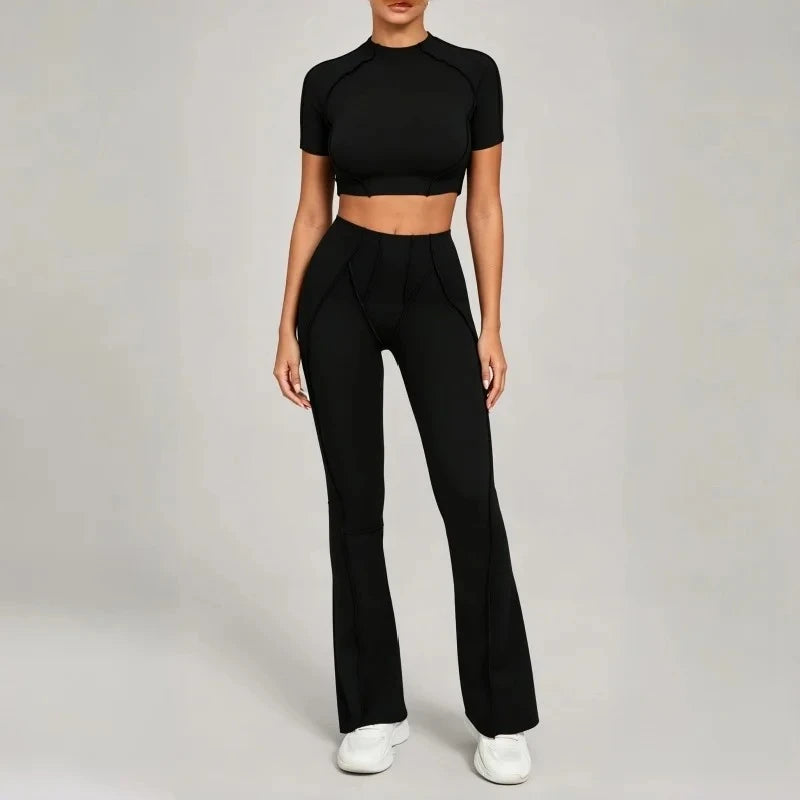 Seamless Yoga Sets Sports Fitness Hip-lifting High Waist Skinny Long-sleeved Suit Running Workout Gym Leggings Sets for Women