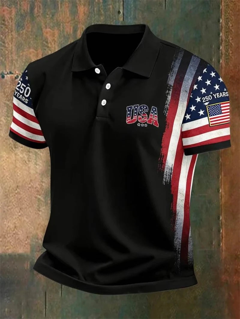 America 250th Anniversary Polo Shirt USA Flag 1776–2026 Patriotic Golf Polo American Independence Day Apparel Fourth Of July Top
