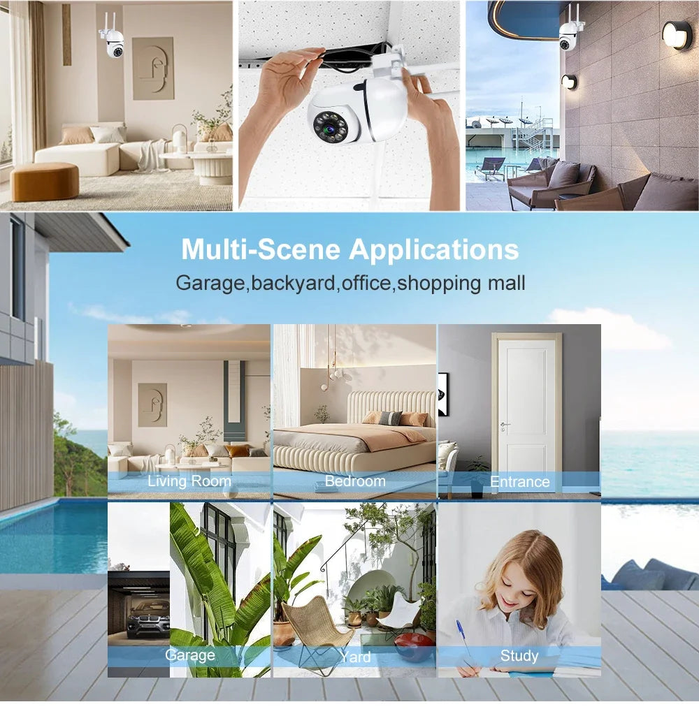 1080P Wifi Surveillance Camera Color Night Vision WiFi Camera Auto Tracking Wireless Camera Security Protection Outdoor Monitor