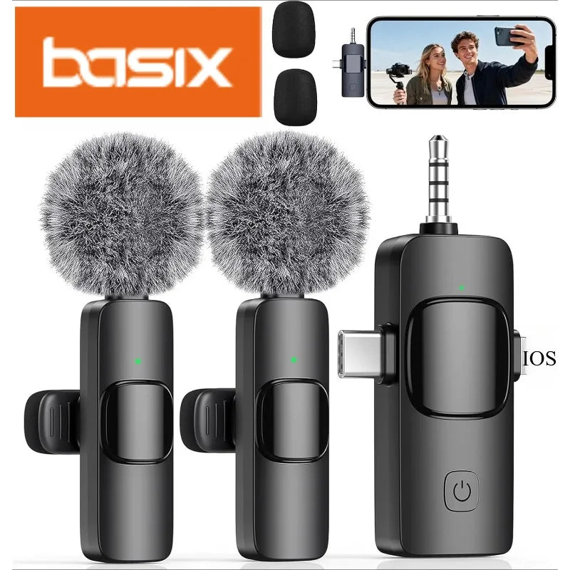 Mini Wireless Lavalier Microphone USB C Noise Cancellation Lapel Mic for iPhone 17/16/15 Video Recording Vlog