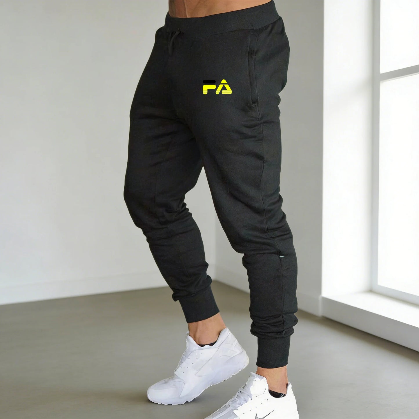 Sports pants men's letter print running pants fitness football training pants slim fit casual sports pants men's small leg Pants