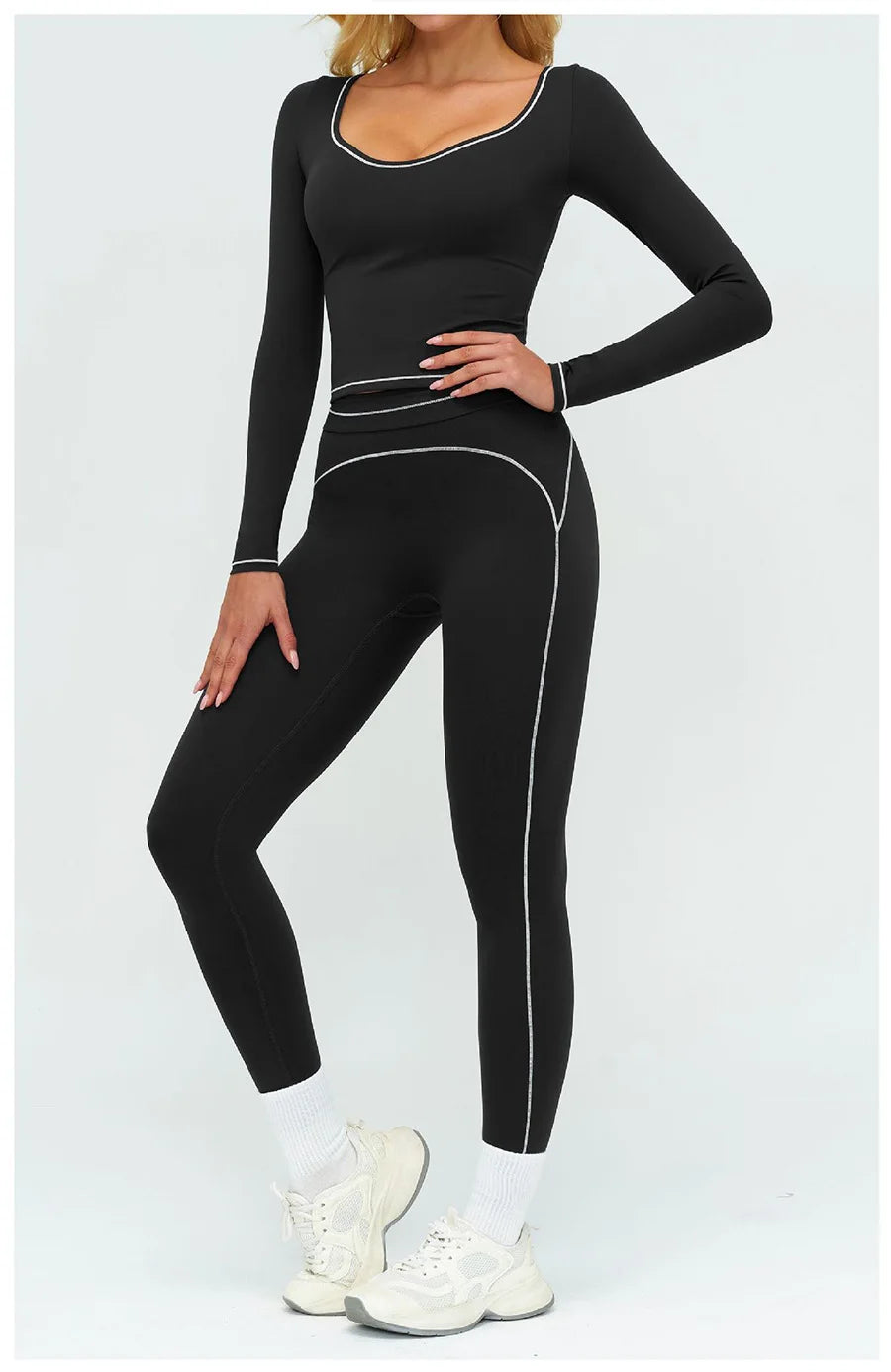 Women Yoga Set Tracksuit Sportswear Workout Athletic Wear Gym Vest Shorts Legging Fitness Bra Crop Top Long Sleeve Sports Suits
