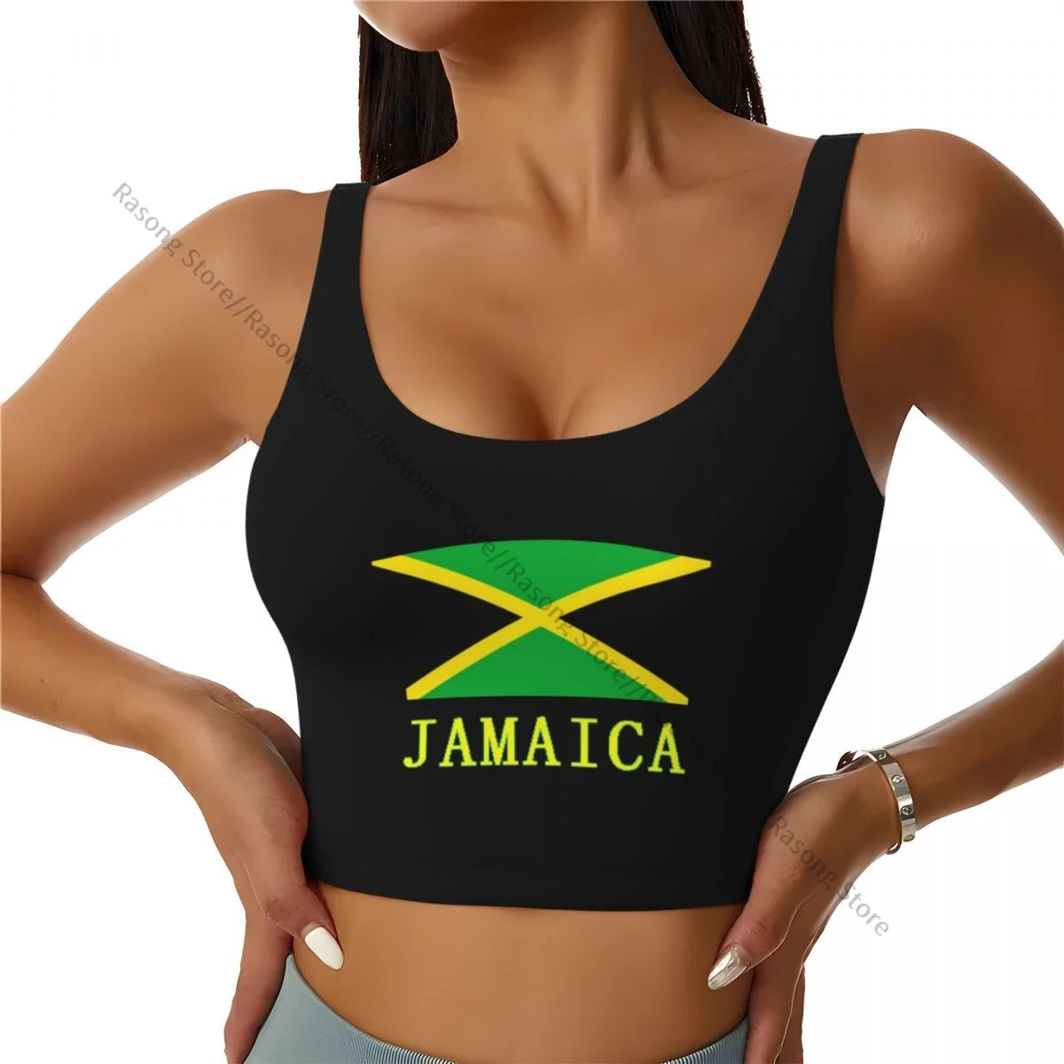 Sports Bra Women Running Yoga Clothes Vest Jamaica Flag Gathering Fitness Vest
