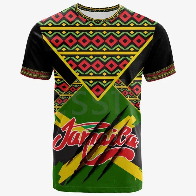 Tessffel Jamaica Lion Emblem Summer New Fashion 3D Print Tops Tee Tshirt Men Women Short Sleeve T shirt Streetwear Style-4
