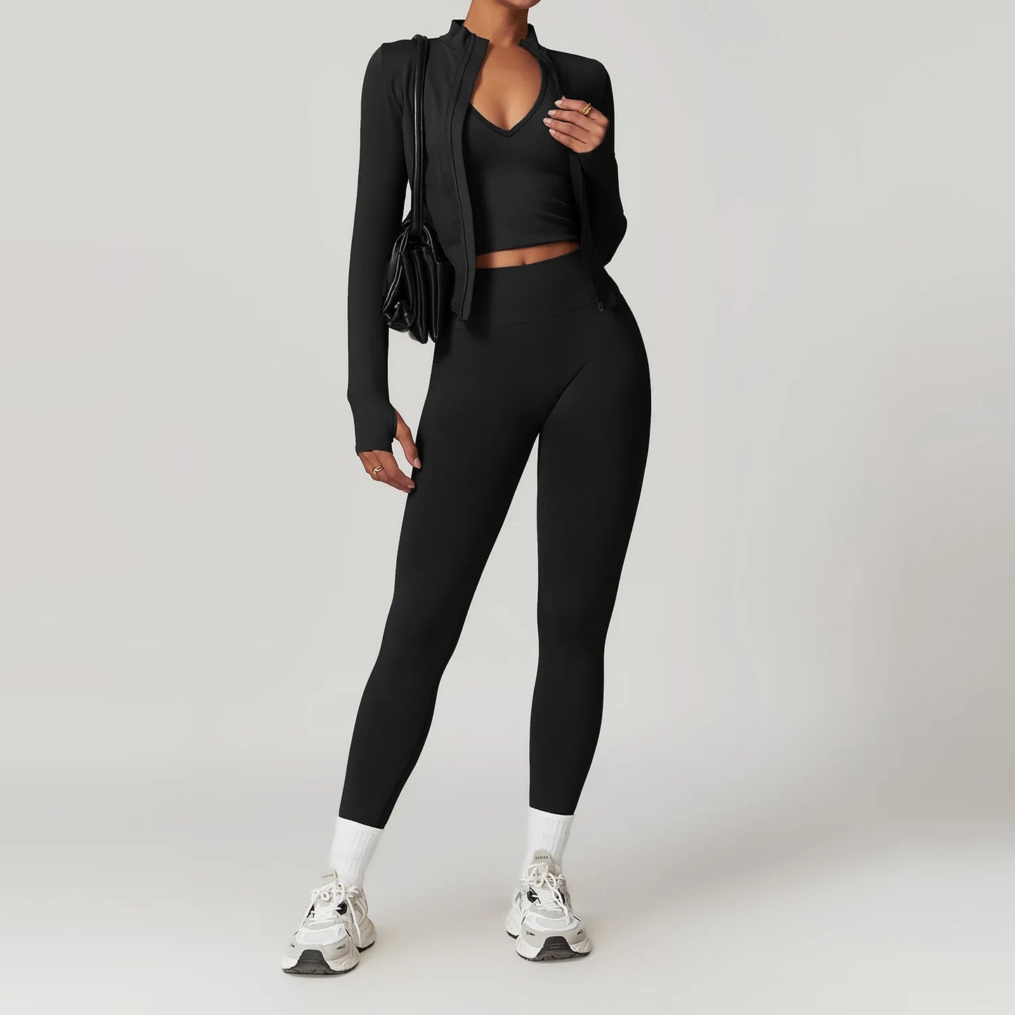 2/3/4PCS Yoga Set Gym Clothes Sportswear Seamless Yoga Suits For Women Fitness Long Sleeved Tracksuits Sports Bra Gym Leggings