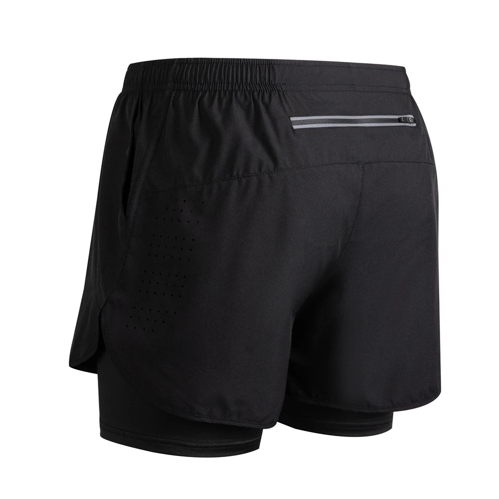 New men's running double-layer shorts quick-drying fitness 2-in-1 shorts men's sports workout training bodybuilding shorts male