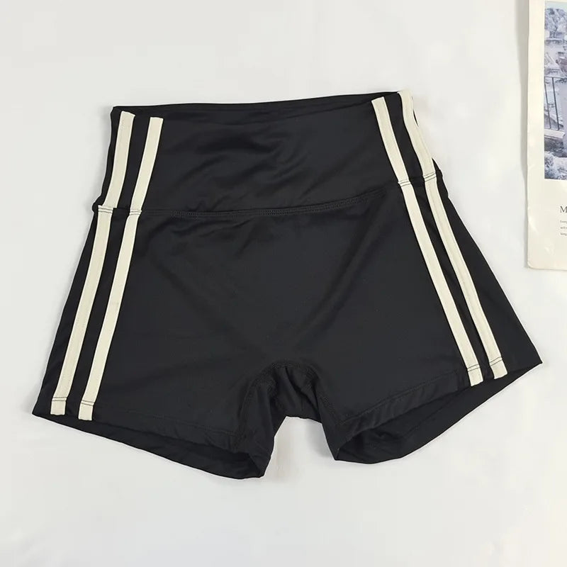 Women's High-Waisted Slim-Fit Yoga Shorts - Color-Block, Butt-Lifting, Breathable & Quick-Dry for Running, Training & Fitness