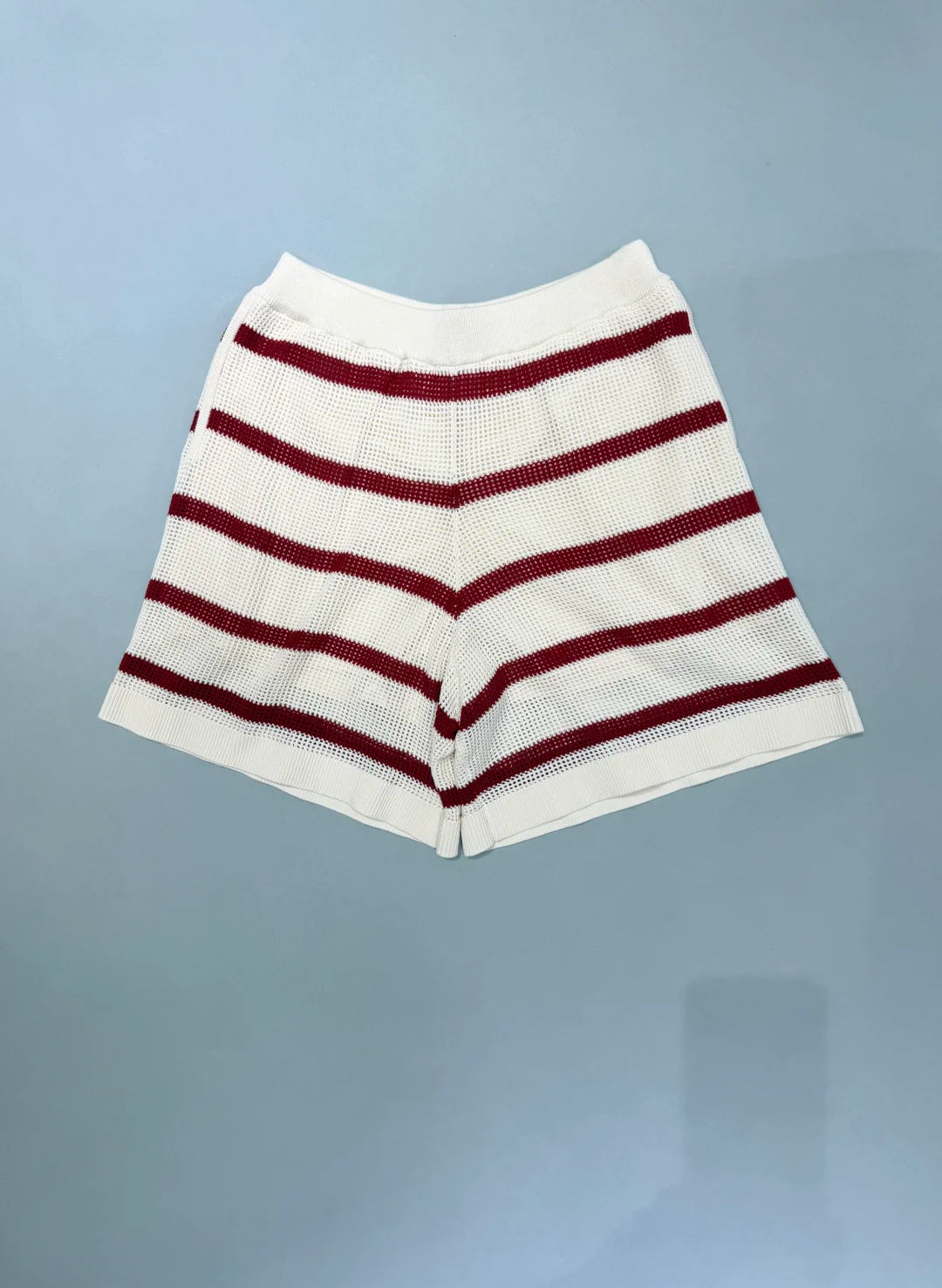 2026 Summer Women's Casual Striped Two-Piece Knit Set — Loose-Fit, Versatile Outfit featuring a Collared, Open-Work Design