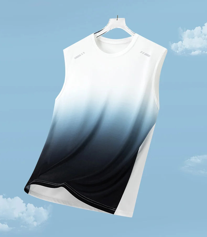 Summer Running Vest Men Contrasting Reflective Jogging Sports Sleeveless Coat Outdoor Breathable Elasticity Fitness Sportswear