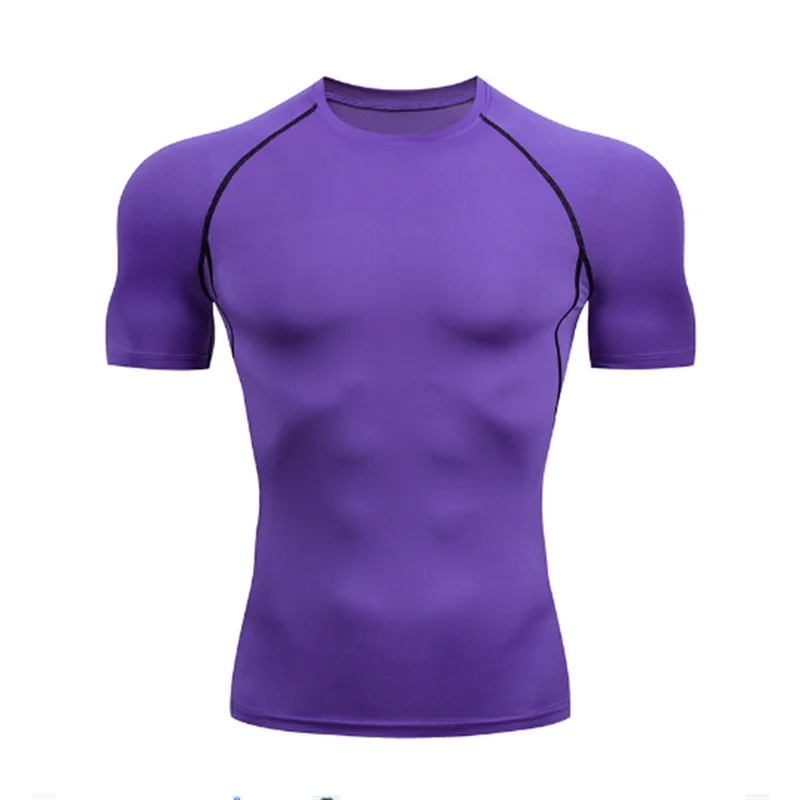 Summer Casual Run Compression T-Shirt Men Tops Bat Print Quick-Dry Fitness Gym Sportswear MMA Rashguard Jersey Workout Tee Male